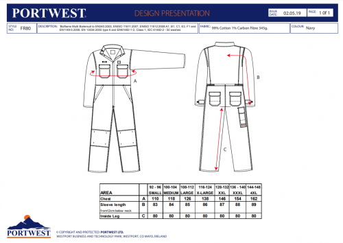 Combinezon Multi-Norm, navy, regular, Bizflame Work HV, Portwest